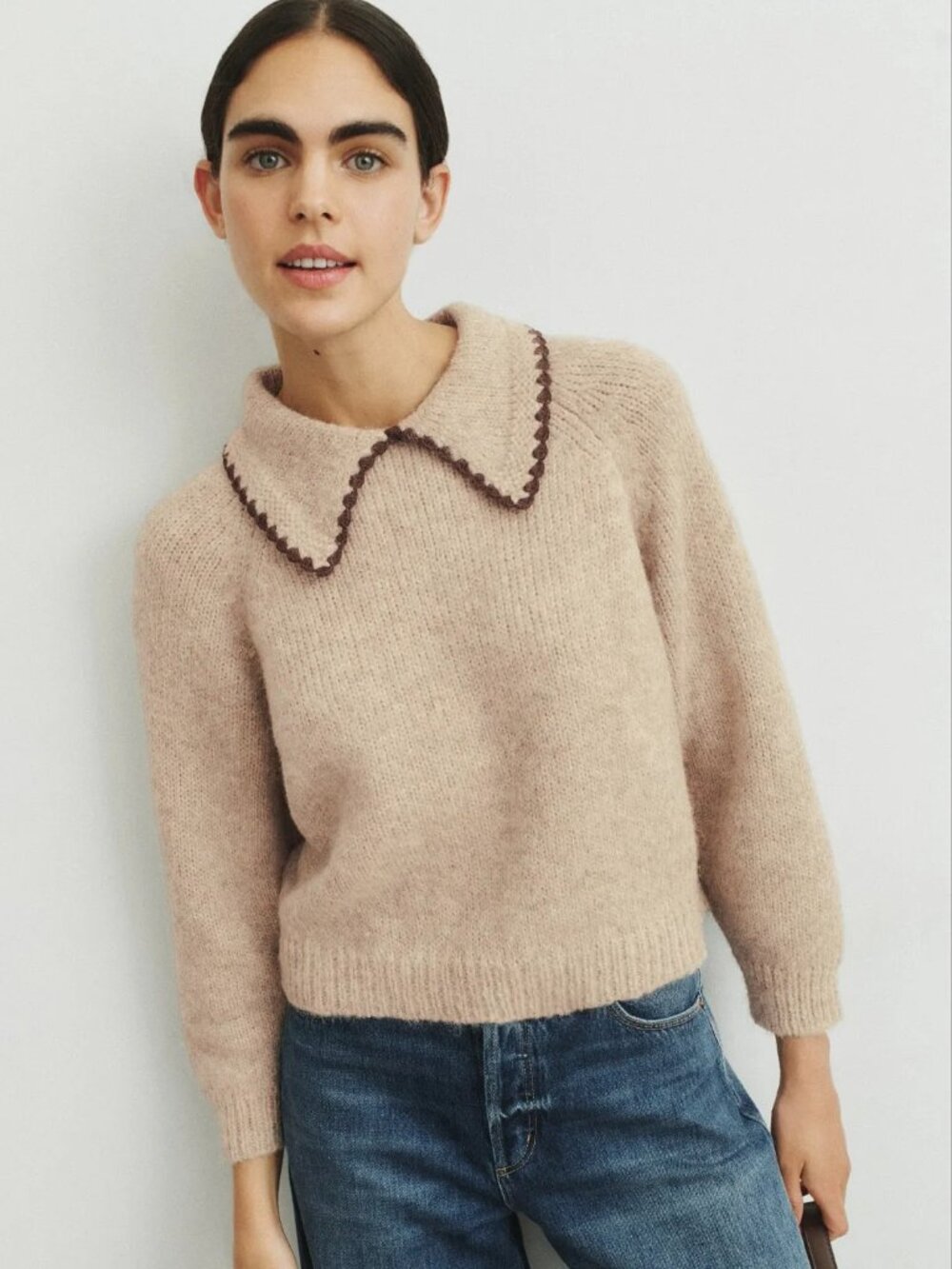 Great. Crochet Collar Pullover Superfine Alpaca Size 0